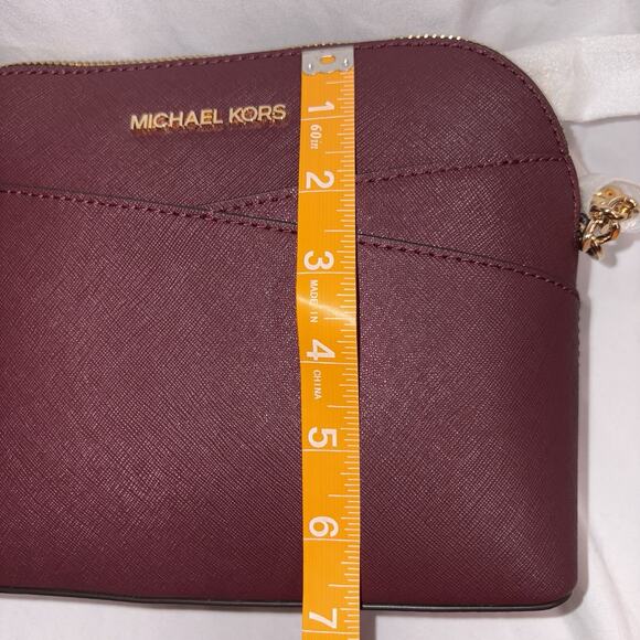 New Michael Kors Jet Set Travel Medium Dome Crossbody Saffiano Leather Oxblood - Picture 10 of 11
